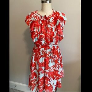 NWT Banana Republic Aqua Coral Flutter Sleeve Dress Sz 00P